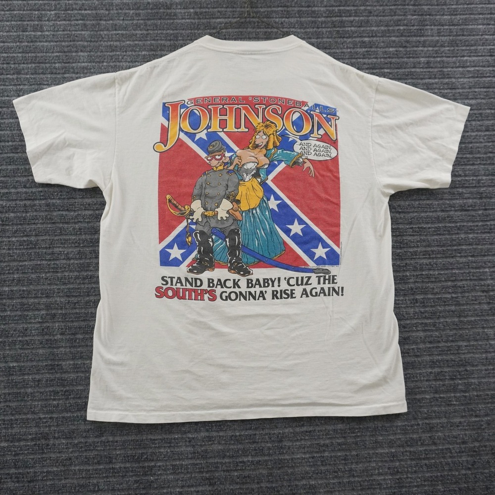 Vintage 90s Big Johnson T-shirt Mens XL White General Stoneballs Graphic